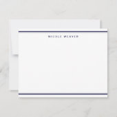 Formele Navy Blue Twee Rand Monogram Briefpapier Notitiekaartje (Voorkant)