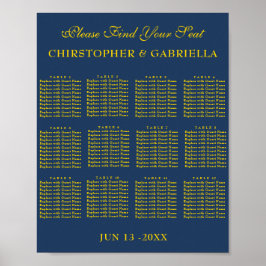 Formele Navy en Gouden Eenvoudige Trouwstoelindeli Poster