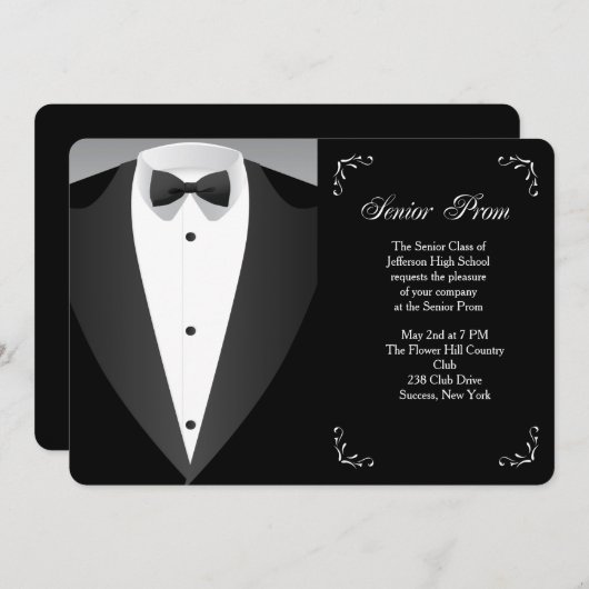 Formele Occasion Prom Uitnodiging (Voorkant / Achterkant)