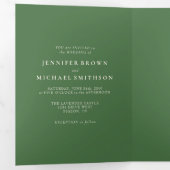 Formele Olive Green Modern Wedding Drieluik Kaart (Binnenzijde eerst)