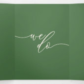 Formele Olive Green Modern Wedding Drieluik Kaart (Binnenkant midden)