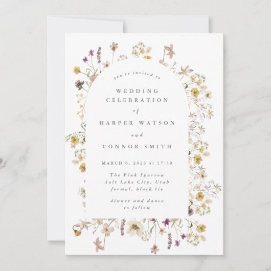 Formele overvloed gedroogd wild lentweddenschap kaart (Voorkant)