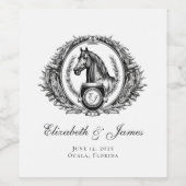 Formele paardenmonogram voor paardenpesteren wijn etiket (Enkel label)