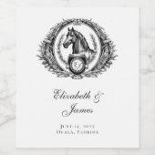 Formele paardenmonogram voor paardenpesteren wijn etiket (Enkel label)