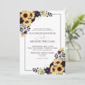 Formele Paars Zonnebloem Waterverf Weddenschap Kaart (Staand voorkant)