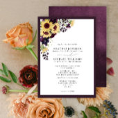 Formele Paars Zonnebloem Waterverf Weddenschap Kaart