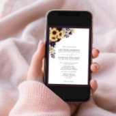 Formele Paars Zonnebloem Waterverf Weddenschap Kaart