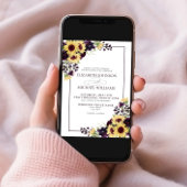 Formele Paars Zonnebloem Waterverf Weddenschap Kaart