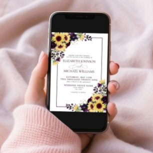 Formele Paars Zonnebloem Waterverf Weddenschap Kaart