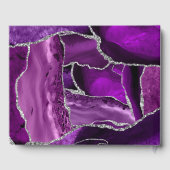 Formele Paarse Agaat Silver Faux Glitter Bruiloft Gastenboek (Achterkant)