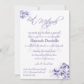 Formele paarse bloem Bat Mitzvah Kaart (Voorkant)