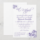 Formele paarse bloem Bat Mitzvah Kaart (Voorkant / Achterkant)