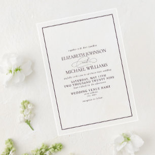 Formele paarse klassieke script bruiloft acryl uitnodigingen