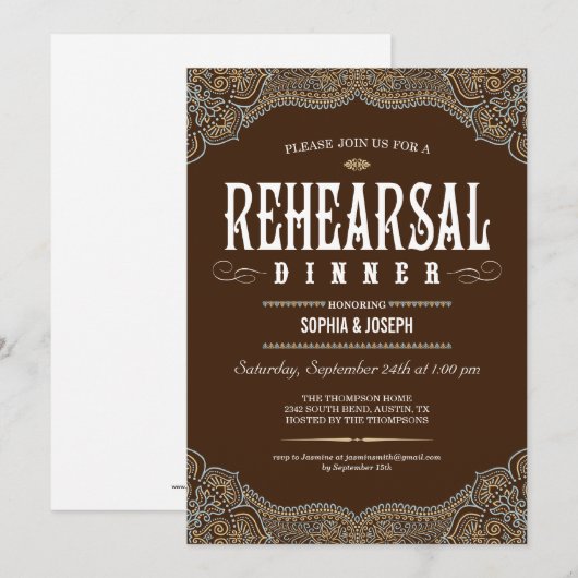 Formele Paisley-repetities Kaart (Voorkant / Achterkant)