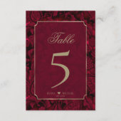 Formele Paisley Table Numbers Burgundy ID767 Kaart (Voorkant)