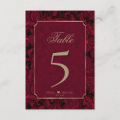 Formele Paisley Table Numbers Burgundy ID767 Kaart (Achterkant)