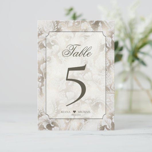 Formele Paisley Table Numbers Champagne ID767 Kaart (Staand voorkant)