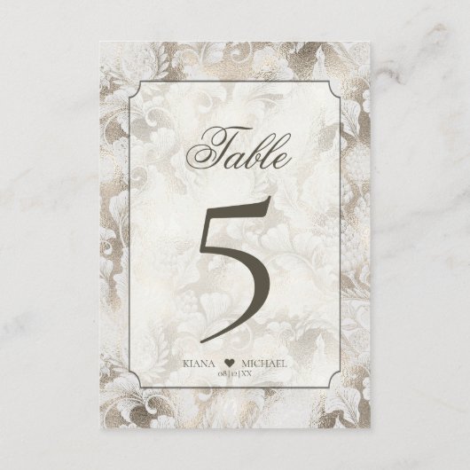 Formele Paisley Table Numbers Champagne ID767 Kaart (Achterkant)