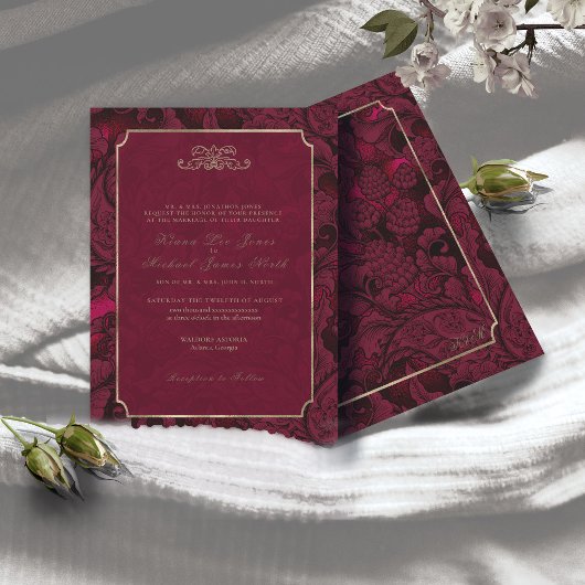 Formele Paisley Wedding Burgundy ID767 Kaart