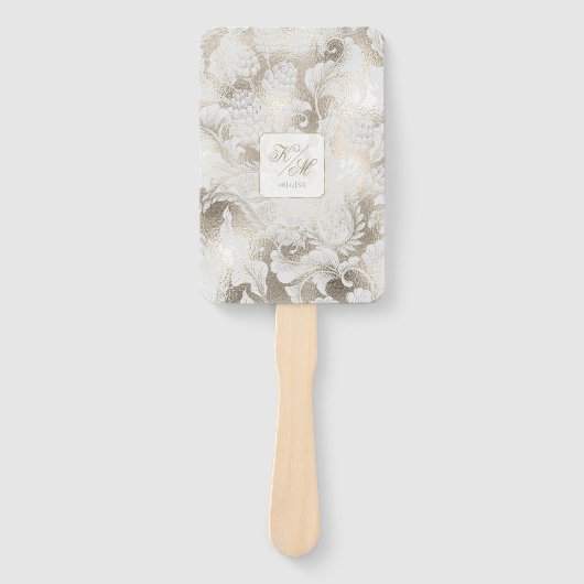 Formele Paisley Wedding Champagne ID767 Handwaaier (Voorkant)
