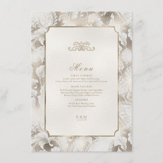Formele Paisley Wedding Champagne ID767 Menu (Voorkant)