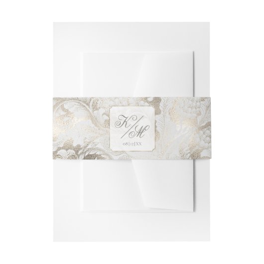 Formele Paisley Wedding Champagne ID767 Uitnodigingen Wikkel (Voorkant Voorbeeld)