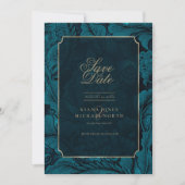 Formele Paisley Wedding Dark Blauwgroen ID767 Save The Date (Voorkant)