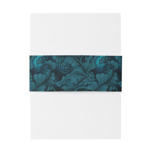 Formele Paisley Wedding Dark Blauwgroen ID767 Uitnodigingen Wikkel (Achterkant Voorbeeld)