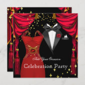 Formele Partij Elegant Tuxedo Red Dress Event 2 Kaart (Voorkant / Achterkant)