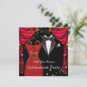 Formele Partij Elegant Tuxedo Red Dress Event 2 Kaart (Staand voorkant)