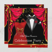 Formele partij Elegant Tuxedo Red Dress Event Kaart (Voorkant / Achterkant)