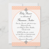 Formele Peach Polka Dots Baby shower Invitation Kaart (Voorkant)