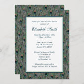 Formele Peacock Feathers Bridal Shower Invitation Kaart (Voorkant / Achterkant)