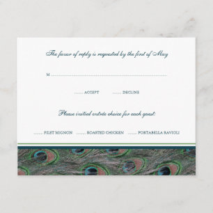 Formele Peacock Feathers RSVP-reactiekaart RSVP Kaartje