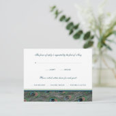 Formele Peacock Feathers RSVP-reactiekaart RSVP Kaartje (Staand voorkant)