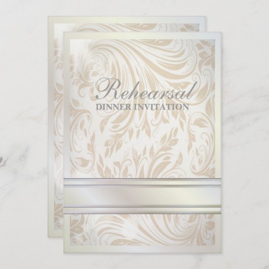 Formele Pearl Damask Repetitie Diner Uitnodiging (Voorkant / Achterkant)