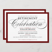 FORMELE PENSIOENPARTIJ moderne maroon bordeaux Kaart (Voorkant / Achterkant)