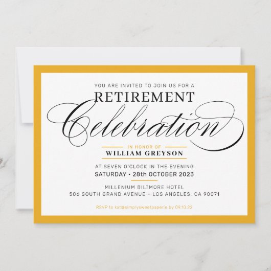 FORMELE PENSIOENPARTIJ moderne mosterd geel Kaart (Voorkant)