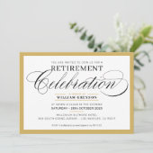 FORMELE PENSIONERING PARTY modern classy zwart gou Kaart (Staand voorkant)