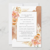 Formele perforatie Floral Terracotta Waterverf Wed Kaart (Voorkant)