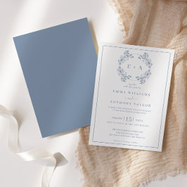 Formele  Periwinkle Monogram Bruiloft Kaart