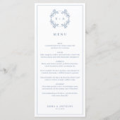 Formele  Periwinkle Monogram Bruiloft Menu (Voorkant)