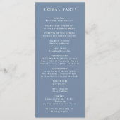 Formele  Periwinkle Monogram Trouwprogramma Programmakaart (Achterkant)