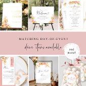 Formele perzik Blush Floral Koral Waterverf Weddin Kaart