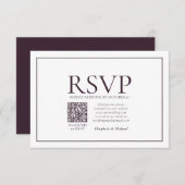 Formele plum Classic QR Code Wedding RSVP (Voorkant / Achterkant)