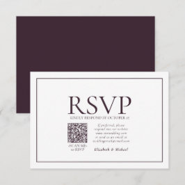 Formele plum Classic QR Code Wedding RSVP Kaartje
