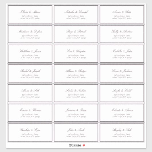 Formele plum Classic Wedding Guest Address Sticker (Vel)
