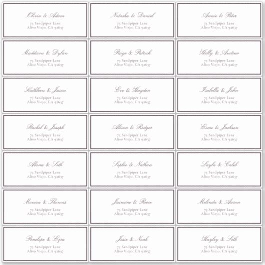 Formele plum Classic Wedding Guest Address Sticker (Voorkant)
