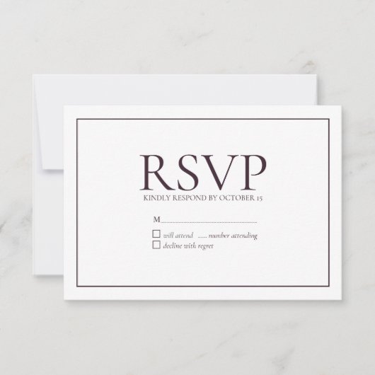 Formele plum Classic Wedding RSVP Kaartje (Voorkant)