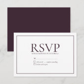Formele plum Classic Wedding RSVP Kaartje (Voorkant / Achterkant)